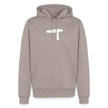 Korean letter U - Men’s Premium Organic Hoodie - taupe - Front - Nico (187cm)