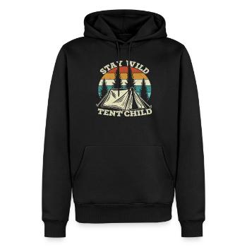 Stay Wild Tent Child Camping - Männer Premium Bio Hoodie - Schwarz - Vorne - Nico (187cm)
