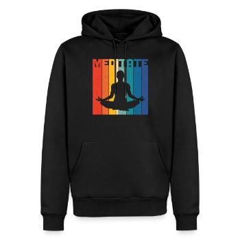 Meditiere Retro - Männer Premium Bio Hoodie - Schwarz - Vorne - Nico (187cm)