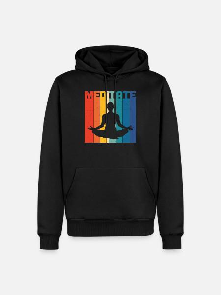 Meditate Retro - Men’s Premium Organic Hoodie - black