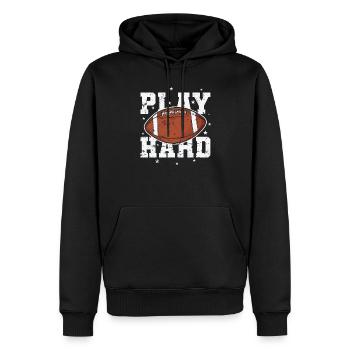 Play Hard American Football Sport USA - Männer Premium Bio Hoodie - Schwarz - Vorne - Nico (187cm)