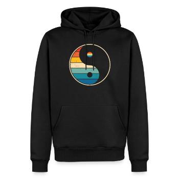Méditation Rétro - Sweat à capuche Premium bio Homme - noir - Devant - Nico (187cm)