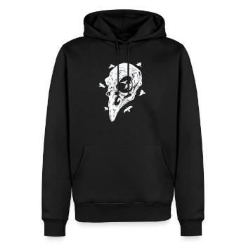 Crâne osseux d’un oiseau corbeau corbeau - Sweat à capuche Premium bio Homme - noir - Devant - Nico (187cm)