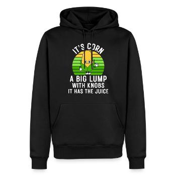 Retro Funny Corn - Es hat den Saft Es ist Mais - Männer Premium Bio Hoodie - Schwarz - Vorne - Nico (187cm)