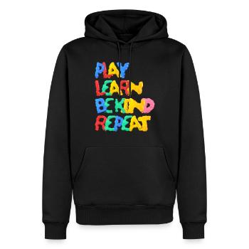 Jouer Apprendre à être gentil Répéter Anti Intimidation Wavy - Sweat à capuche Premium bio Homme - noir - Devant - Nico (187cm)