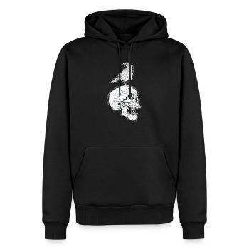 Corbeau sur un oiseau corbeau à crâne osseux - Sweat à capuche Premium bio Homme - noir - Devant - Nico (187cm)