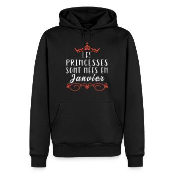 les princesses sont nées en Janvier. Cadeau annive - Sweat à capuche Premium bio Homme - noir - Devant - Nico (187cm)