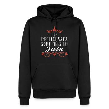 les princesses sont nées en Juin. Cadeau annive - Sweat à capuche Premium bio Homme - noir - Devant - Nico (187cm)