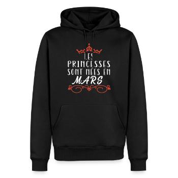 les princesses sont nées en Mars. Cadeau annive - Sweat à capuche Premium bio Homme - noir - Devant - Nico (187cm)