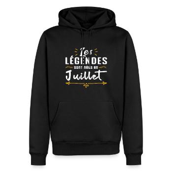 Les légendes sont nés en Juillet - Sweat à capuche Premium bio Homme - noir - Devant - Nico (187cm)