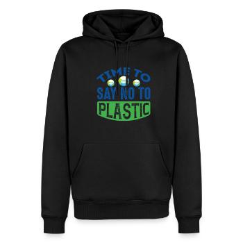 Il est temps de dire non au support de protection de la terre en plastique - Sweat à capuche Premium bio Homme - noir - Devant - Nico (187cm)