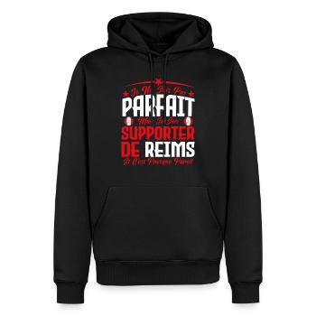 je ne suis pas parfait, supporteur de Reims. - Sweat à capuche Premium bio Homme - noir - Devant - Nico (187cm)
