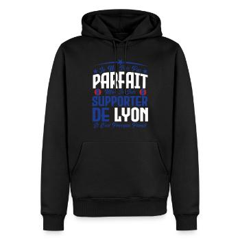 je ne suis pas parfait, supporteur de Lyon. - Sweat à capuche Premium bio Homme - noir - Devant - Nico (187cm)