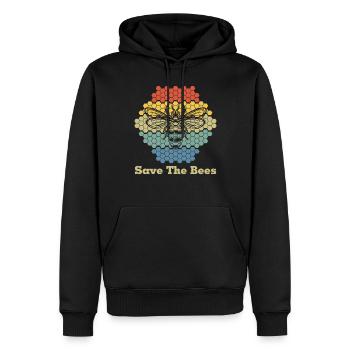 Rette die Bienen Retro - Männer Premium Bio Hoodie - Schwarz - Vorne - Nico (187cm)