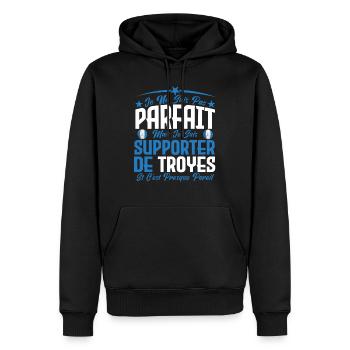 je ne suis pas parfait, supporteur de Troyes. - Sweat à capuche Premium bio Homme - noir - Devant - Nico (187cm)