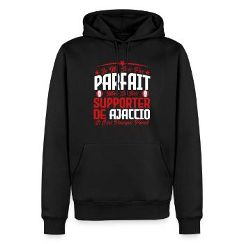 je ne suis pas parfait, supporteur de Ajaccio. - Sweat à capuche Premium bio Homme - noir - Devant - Nico (187cm)