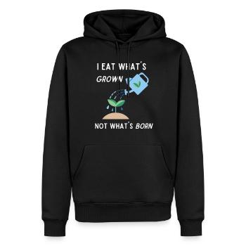 Vegan Design eat whats grown - Männer Premium Bio Hoodie - Schwarz - Vorne - Nico (187cm)