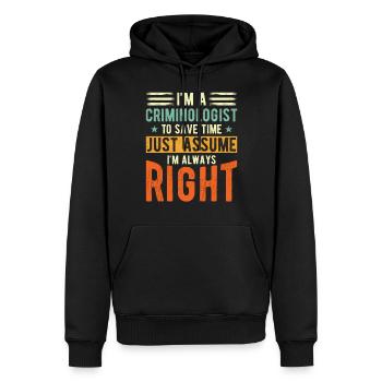 Criminologist Criminology Nutritional information - Men’s Premium Organic Hoodie - black - Front - Nico (187cm)