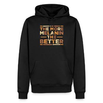 The more melanin, the better Proud Melanated - Men’s Premium Organic Hoodie - black - Front - Nico (187cm)