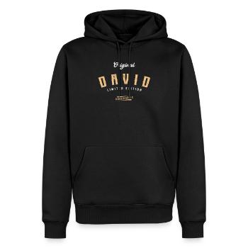 David Limited Edition - Männer Premium Bio Hoodie - Schwarz - Vorne - Nico (187cm)