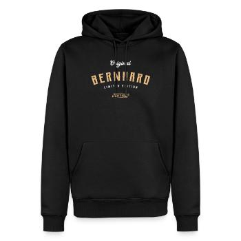 Bernhard Limited Edition - Männer Premium Bio Hoodie - Schwarz - Vorne - Nico (187cm)