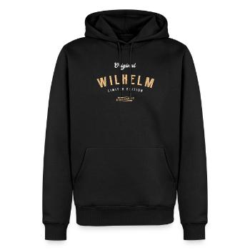 Wilhelm Limited Edition - Männer Premium Bio Hoodie - Schwarz - Vorne - Nico (187cm)