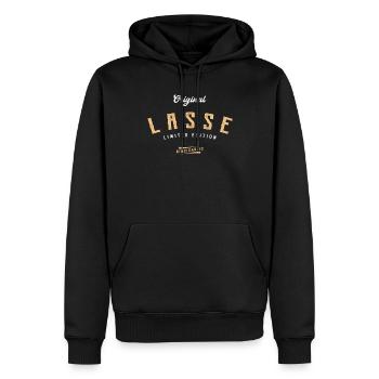 Lasse Limited Edition - Männer Premium Bio Hoodie - Schwarz - Vorne - Nico (187cm)