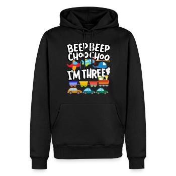 Beep Beep Choo Choo I’m Three Toy Train Car 3. - Sweat à capuche Premium bio Homme - noir - Devant - Nico (187cm)