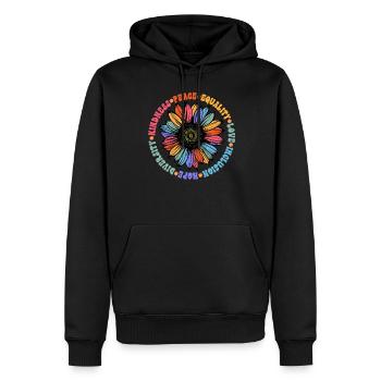Gentillesse Paix Égalité Amour Espoir - Sweat à capuche Premium bio Homme - noir - Devant - Nico (187cm)