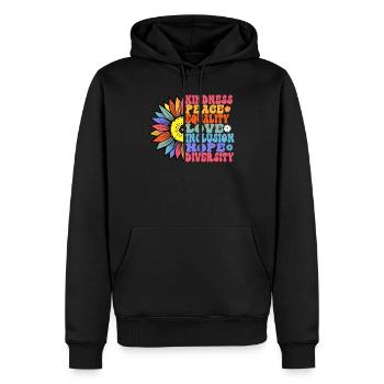 Gentillesse Paix Égalité Amour Espoir - Sweat à capuche Premium bio Homme - noir - Devant - Nico (187cm)