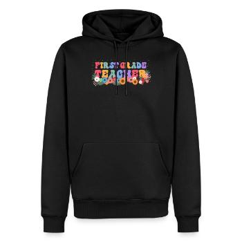 Enseignante de première année Fleurs sauvages florales - Sweat à capuche Premium bio Homme - noir - Devant - Nico (187cm)