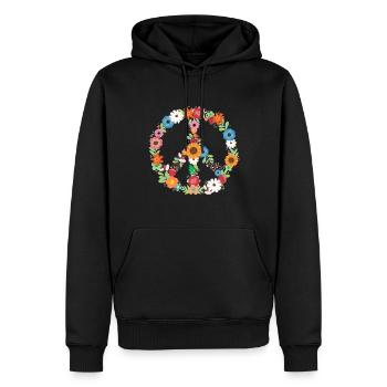 Bouquet de Signes de Paix Botanique - Sweat à capuche Premium bio Homme - noir - Devant - Nico (187cm)