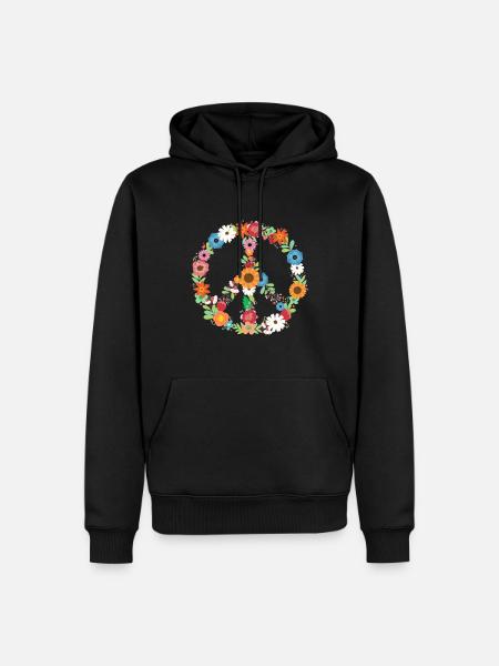 Blumenstrauß Friedenszeichen Botanischer - Männer Premium Bio Hoodie - Schwarz