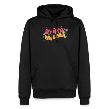 Groovy Mama Floral Fleurs Sauvages Fleurier - Sweat à capuche Premium bio Homme - noir - Devant - Nico (187cm)