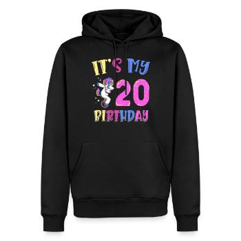 Es Ist Mein 20. Geburtstag Dabbing Unicorn Pony - Männer Premium Bio Hoodie - Schwarz - Vorne - Nico (187cm)