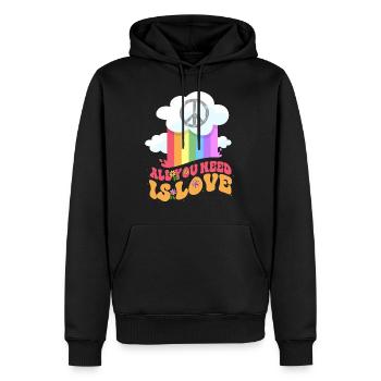 Tout ce dont vous avez besoin, c’est d’aimer la paix - Sweat à capuche Premium bio Homme - noir - Devant - Nico (187cm)