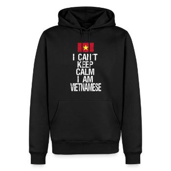 Je ne peux pas rester calme Je suis vietnamien - Sweat à capuche Premium bio Homme - noir - Devant - Nico (187cm)