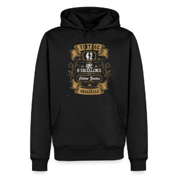 vintage 42 years, Birthday gift idea - Men’s Premium Organic Hoodie - black - Front - Nico (187cm)