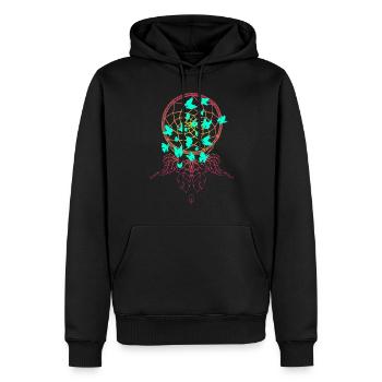 Des papillons dans le capteur de rêves - Sweat à capuche Premium bio Homme - noir - Devant - Nico (187cm)