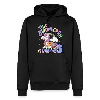 Bloomicorn Is Turning 5 Einhorn 5. Geburtstag - Männer Premium Bio Hoodie - Schwarz - Vorne - Nico (187cm)