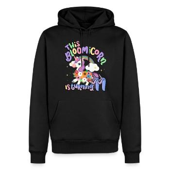 Bloomicorn Is Turning 11 Einhorn 11. Geburtstag - Männer Premium Bio Hoodie - Schwarz - Vorne - Nico (187cm)
