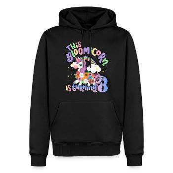 Bloomicorn Is Turning 8 Einhorn 8. Geburtstag - Männer Premium Bio Hoodie - Schwarz - Vorne - Nico (187cm)