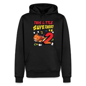 Ce petit super-héros est 2 propriétaires de chat 2. - Sweat à capuche Premium bio Homme - noir - Devant - Nico (187cm)