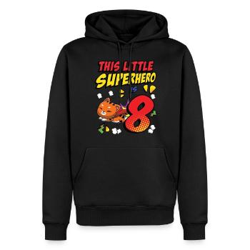 Ce petit super-héros est 8 propriétaires de chat 8. - Sweat à capuche Premium bio Homme - noir - Devant - Nico (187cm)