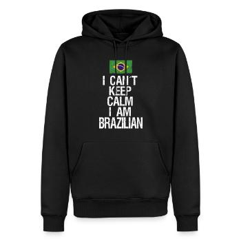Je ne peux pas rester calme Je suis brésilien - Sweat à capuche Premium bio Homme - noir - Devant - Nico (187cm)
