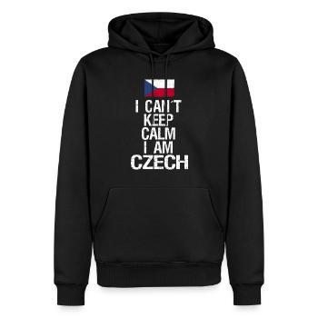 Je ne peux pas garder mon calme I au tchèque - Sweat à capuche Premium bio Homme - noir - Devant - Nico (187cm)