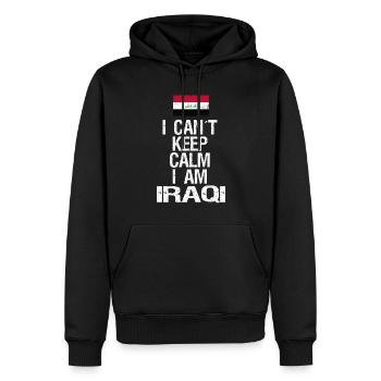 Je ne peux pas rester calme Je suis Iraki - Sweat à capuche Premium bio Homme - noir - Devant - Nico (187cm)