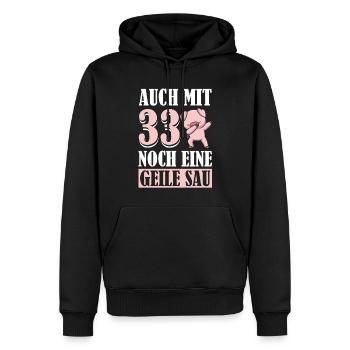 Auch Mit 33 Noch Eine Geile Sau Schwein 33rd - Männer Premium Bio Hoodie - Schwarz - Vorne - Nico (187cm)