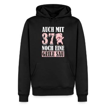 Auch Mit 37 Noch Eine Geile Sau Schwein 37th - Männer Premium Bio Hoodie - Schwarz - Vorne - Nico (187cm)