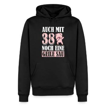 Auch Mit 38 Noch Eine Geile Sau Schwein 38th - Männer Premium Bio Hoodie - Schwarz - Vorne - Nico (187cm)